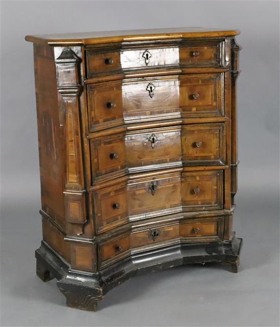 A late 17th century North Italian walnut chest W.2ft 8in. D.1ft 2in. H.3ft 2in.